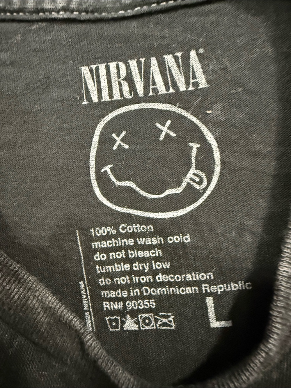 NIRVANA Black Tee with Blue and Pink Angel Graphic - Picture 3 of 3